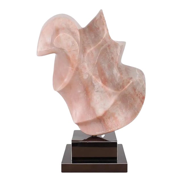 Abstract Pink Alabaster Sculpture by Karen Chera For Sale