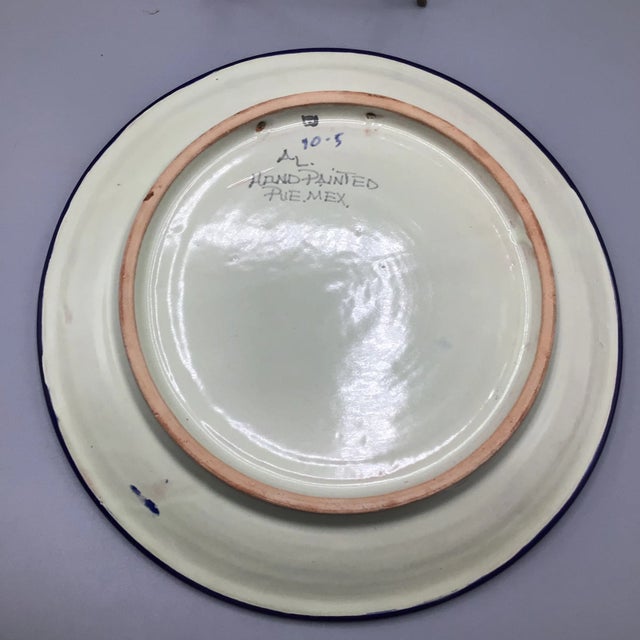 Vintage Talavera Hand Painted Serving Plates Made in Puebla Mexico - a Pair For Sale - Image 12 of 13