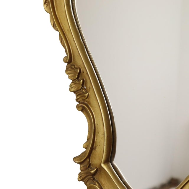 Gold French Baroque Gold-Leaf Gilded Mirror with Crest For Sale - Image 8 of 15