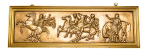 Bronze Bas Relief of Horses and People
