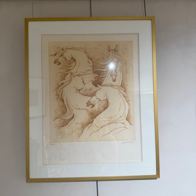 Engraving "Horses" Paul de Chabot, 16/100, Art Deco, s. 20th Century - France Paul de Chabot (Paris, 1932-2020) was a...