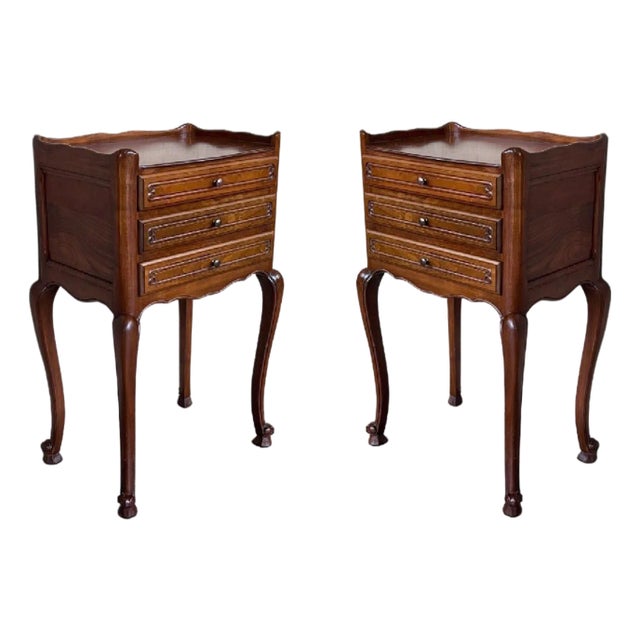 Late 19th Century Louis XV Style French Darkness Oak Nightstands with Claw Finish Legs, A Pair For Sale