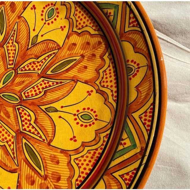 Moroccan 21st Century Yellow Moroccan Porcelain Plate For Sale - Image 3 of 3