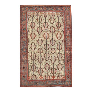 Antique Persian Serab Rug With Tree Design in Cream, Red, Blue and Brown Colors 8'7 X 12'3 For Sale
