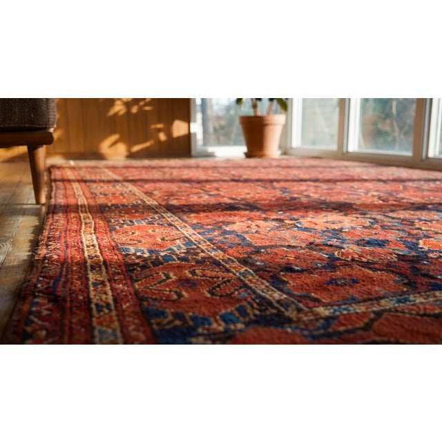 Textile 1860s Red Floral Antique Central Asian Baluch-Turkman Ersari Rug 4'4" X 8'10" Handknotted Wool Carpet For Sale - Image 7 of 7