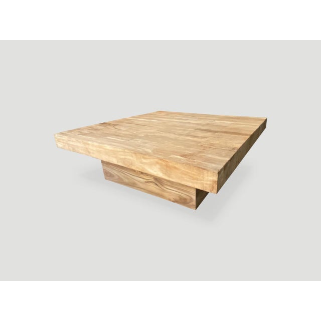 Andrianna Shamaris Impressive Square Natural Teak Wood Coffee Table For Sale - Image 4 of 18