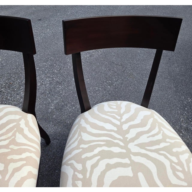 Textile Pair of Ethan Allen Hathaway Klismos Dining Side Chairs Zebra Print French Regency 1990s For Sale - Image 7 of 13