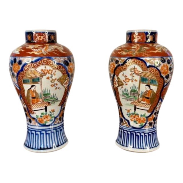 Antique Japanese Imari Baluster Vases, 1900, Set of 2 For Sale