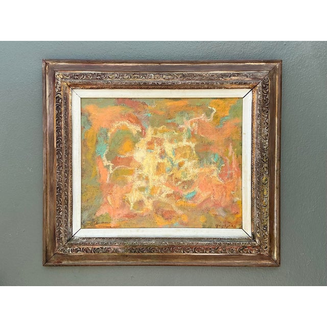 Vintage MCM Original Abstract Oil on Canvas For Sale - Image 12 of 12