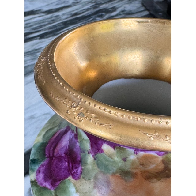 Edwardian Era Limoge, France Jean Pouyat Large Scale Hand Painted Vase For Sale - Image 16 of 17