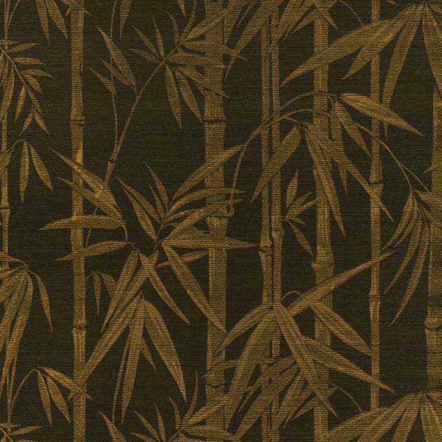 Contemporary Sample - Schumacher Les Bambous Sisal Wallpaper in Gold on Jet For Sale - Image 3 of 3