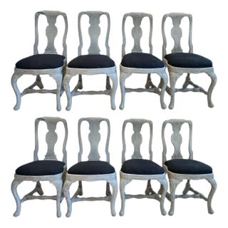 18th Century Swedish Rococo Set of 8 Chairs For Sale