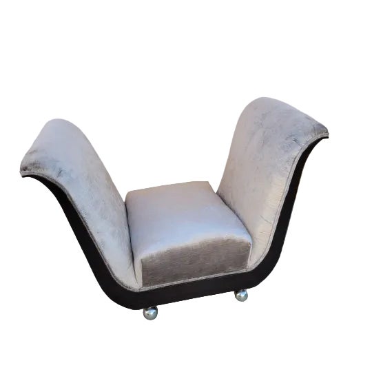 Lavender Late 20th Century Art Deco Guglielmo Ulrich Style Scuptural Benches Newly Reupholstered - Pair For Sale - Image 8 of 8