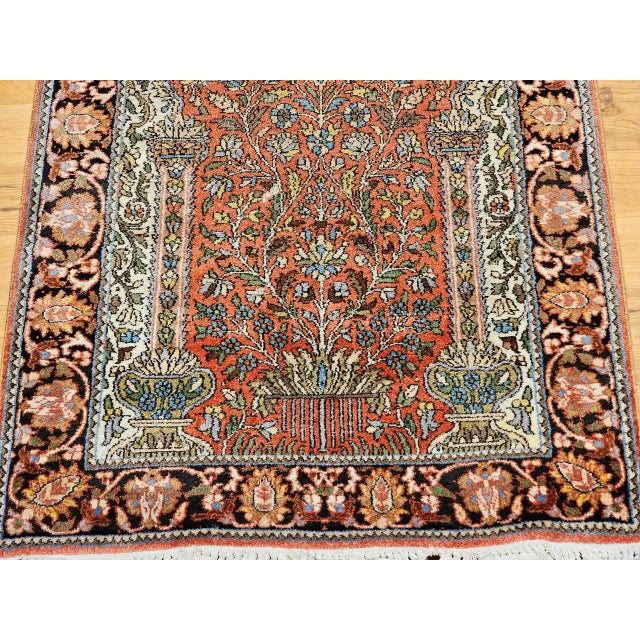 Vintage Turkish Silk Pictorial Rug, Tree of Life Design, Hand-Knotted, 3' x 4' For Sale In Chicago - Image 6 of 10