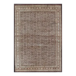 Early 20th Century Persian Tabriz Antique Rug in Herati Design in Dark Arginine Blue and Tan