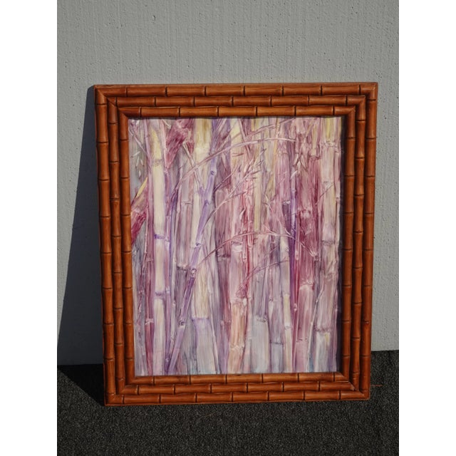 Abstract Vintage Bamboo Frame Abstract Watercolor Picture by Susan Wood For Sale - Image 3 of 13