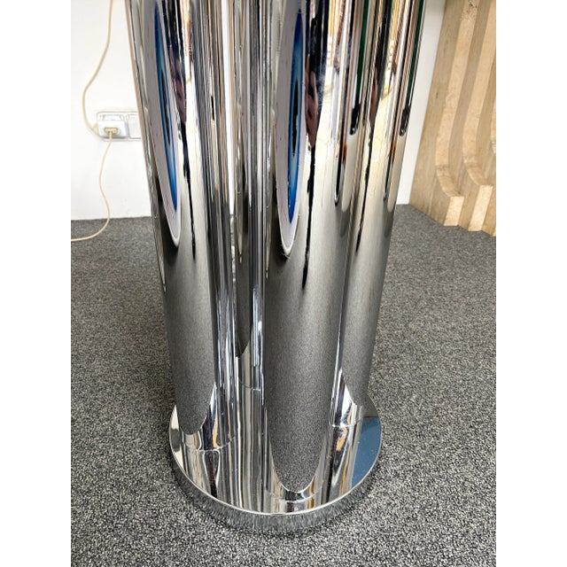 Silver Mid-Century Modern Ring Floor Lamp Murano Glass Metal by Mazzega, Italy, 1970s For Sale - Image 8 of 13