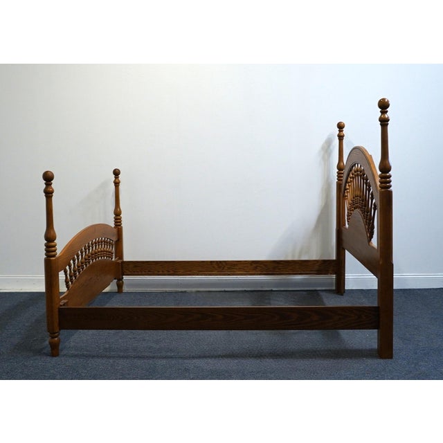 Brown Lexington Furniture Recollections Collection Solid Oak Rustic Country French Queen Size Spindle Bed 468-140 For Sale - Image 8 of 9