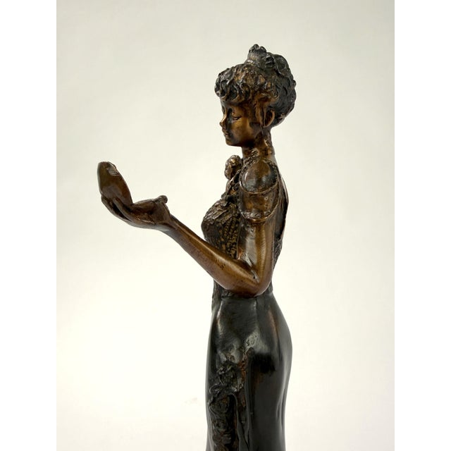 Mid-20th C. Bronze Sculpture - Woman With Mirror For Sale In Dallas - Image 6 of 9