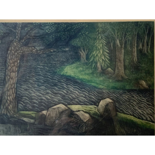 The Artwork "Wandering Stream" - Artist's Proof (AP) Medium: Hand colored steel plate etching with natural inks on paper...