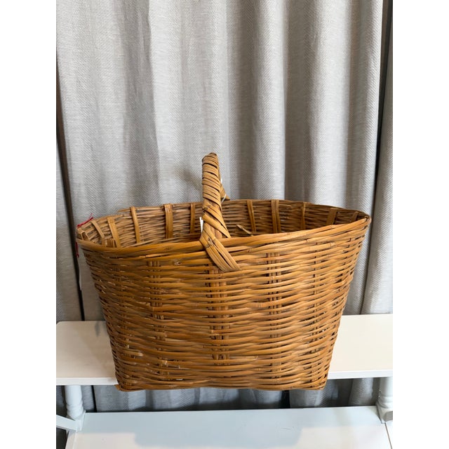 South of France antique market find distressed large size, French wicker harvest basket.