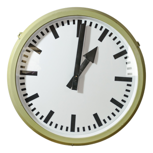 Double-Faced Illuminated Railway Station Clock with Green Quartz Conversion from RFT, Germany, 1950s