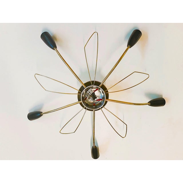 Vintage Sputnik Brass Ceiling Lamp with 5 Arms, 1950s For Sale - Image 4 of 11