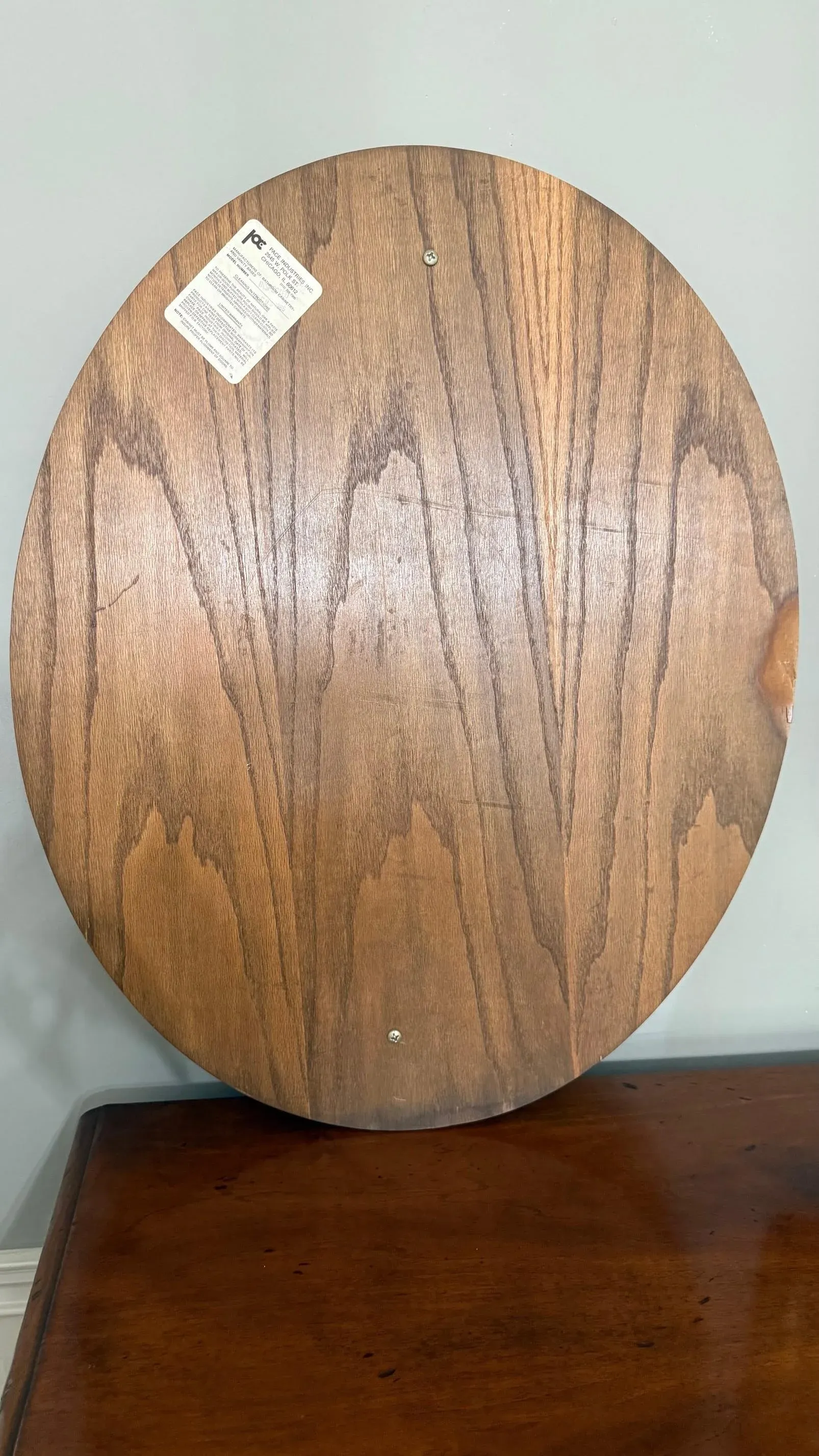 USAオーク・ミラー　1983 Vintage 1983 Pace Industries Oak Vanity Oval Mirror | Chairish