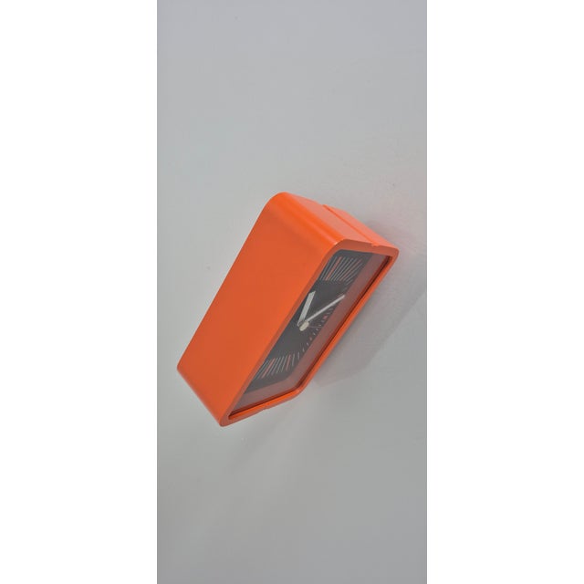 Black Orange Ato-Mat Table Clock from Junghans for Olympia, 1970s For Sale - Image 8 of 18