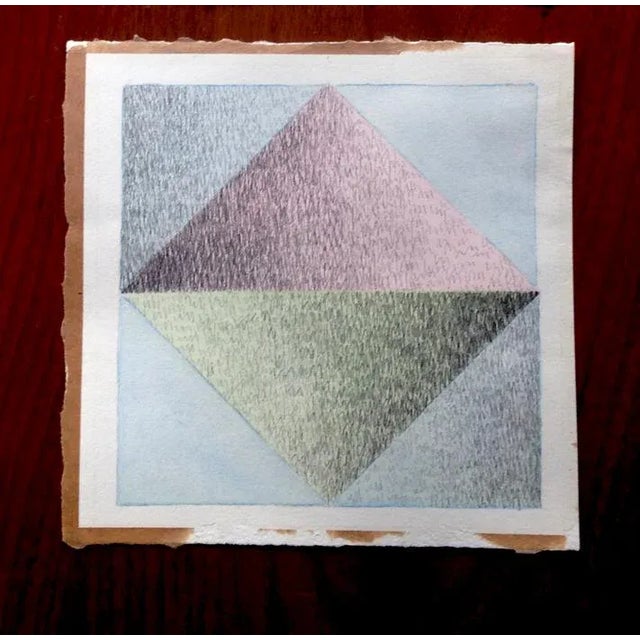 Contemporary Geometric Minimal Watercolor Painting Scribble Series Triangle 7 For Sale - Image 3 of 5