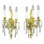 Mid 20th Century Restored French Gold Gilded Bronze & Crystal 3 Arm Wall Sconces - a Pair For Sale