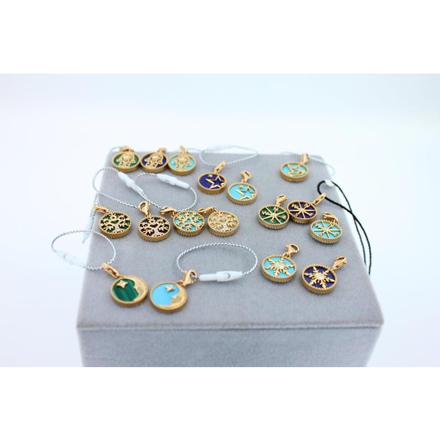 Diamond Lunar Moon Celestial Star Sky Gold Blue Lapis Lazuli Medallion Pendant For Sale - Image 17 of 18