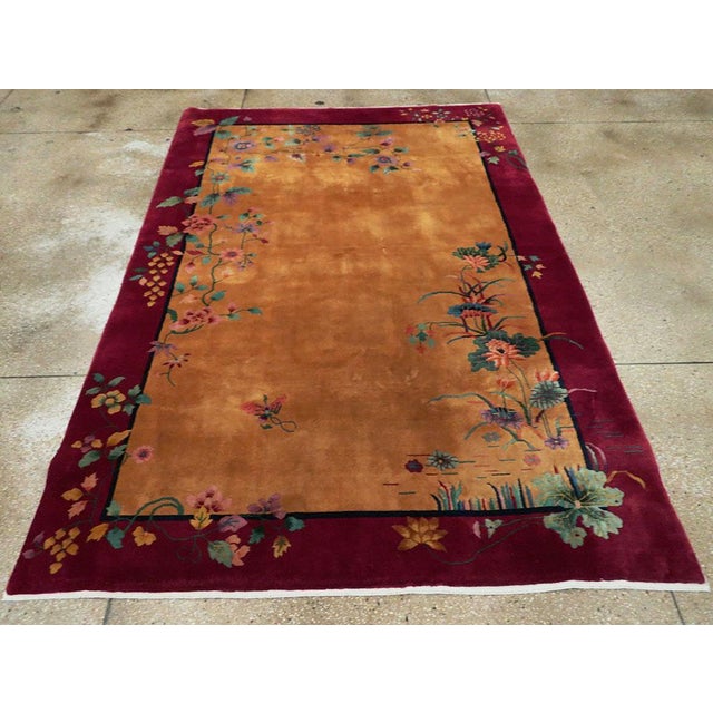 Galerie Shabab Collection Mid-20th Century Handmade Chinese Art Deco Accent Carpet For Sale - Image 4 of 10