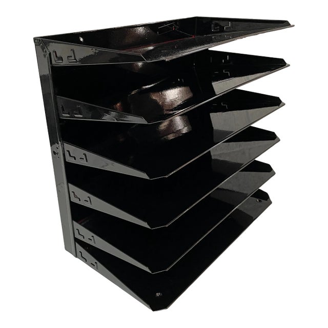 6 Tier File / Paper Organizer in Gloss Black | Chairish
