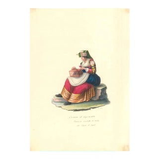 Costume di Capracolla - Original Watercolor by M. De Vito - 1820 ca. 1820 c.a. For Sale