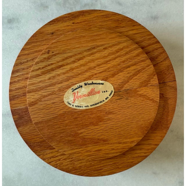 Brown Vintage Mid Century Oak Ice Bucket Made by Vermillion For Sale - Image 8 of 11