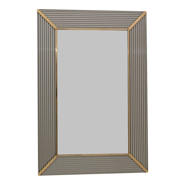 Italian Modern Brass and Murano Glass Wall Mirror, 1990s For Sale