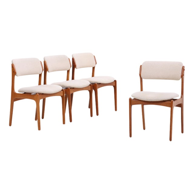Mid-Century Danish Teak Model 49 Chairs by Erik Buch for Od Møbler, Set of 4 For Sale