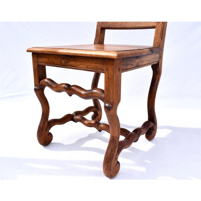 Wood Set of Four Country French Folk Style Os De Mouton Dining Chairs, Oak, 1980s For Sale - Image 7 of 12