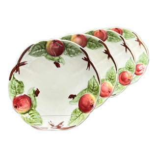Antique Mid 19th Century Hautin Boulenger Et Cie Choisy-Le-Roi Barbotine Majolica Side Plates, Made in France- Set of 4 For Sale