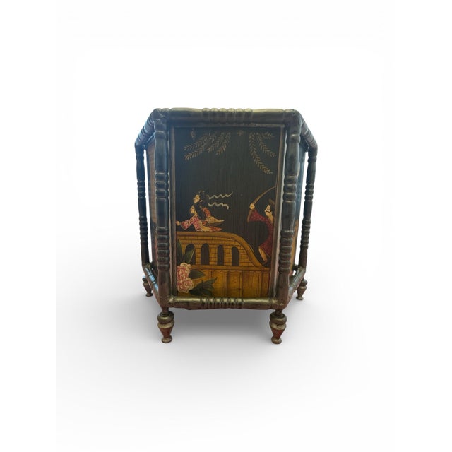 Fabulous decorative waste basket or planter. It's a metal hexagon shaped vessel housed in a metal 6 sided container. It's...