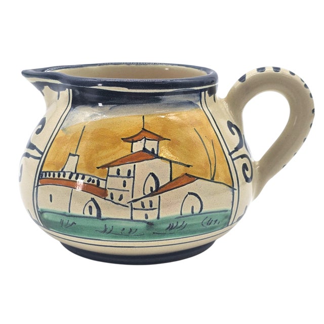 Cream Late 20th Century Corso Dei Fiori “Casolare” Cream & Sugar, Hand Painted Italian Maiolica For Sale - Image 8 of 18