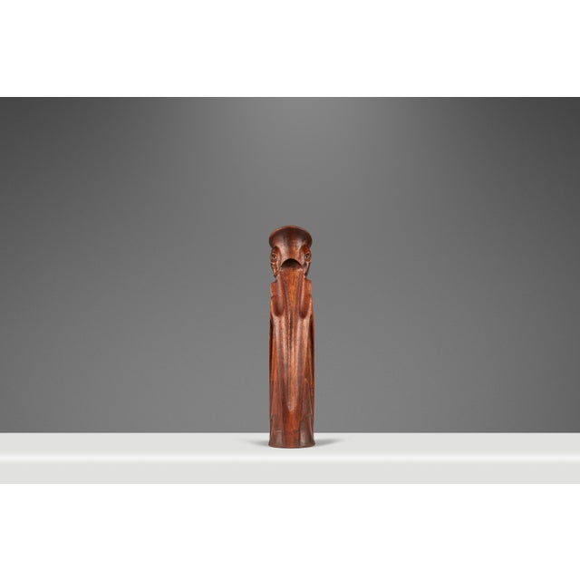 Mid-Century Modern Gothic Hand-Sculpted Oversized Candle Stick Holder Carved From Solid Teak, Usa, C. 1960s For Sale - Image 4 of 14
