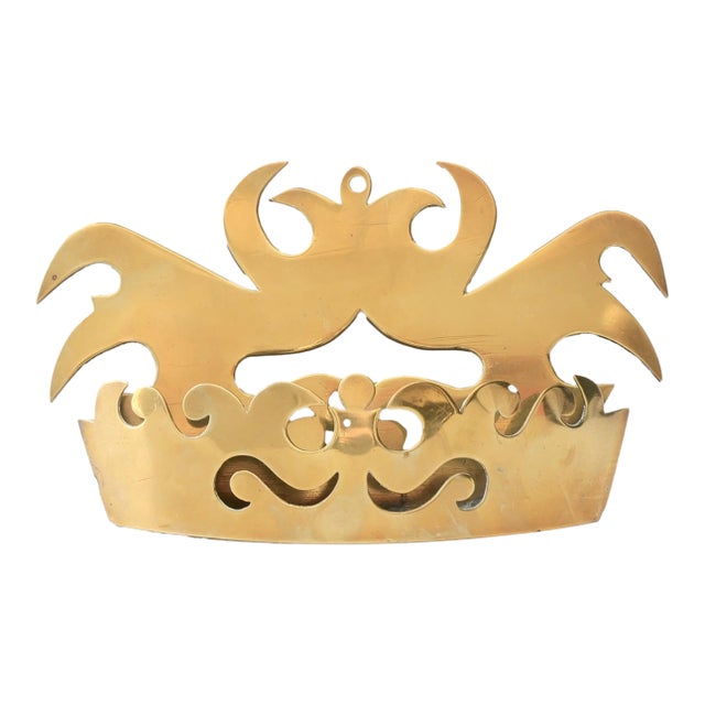 Victorian Brass Crown Wall Pocket For Sale