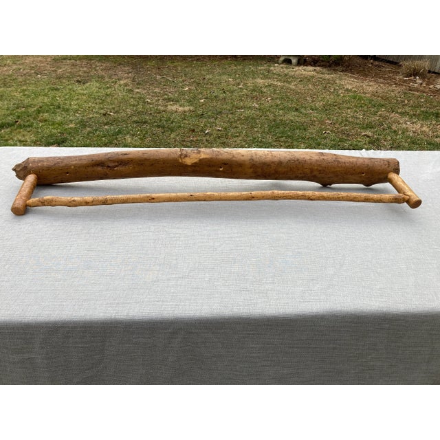 Vintage Handcrafted Rustic Log Towel Bar Hanging Rack For Sale - Image 10 of 12