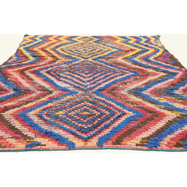 Tribal Vintage Azilal Boucherouite Moroccan Rug, 04'11 X 06'08 For Sale - Image 3 of 10