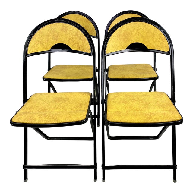 Art Deco Metal Folding Chairs Set of 4 Chairish