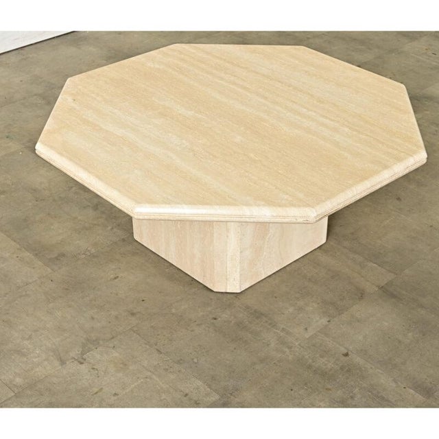 French Vintage Octagonal Travertine Coffee Table For Sale - Image 9 of 12