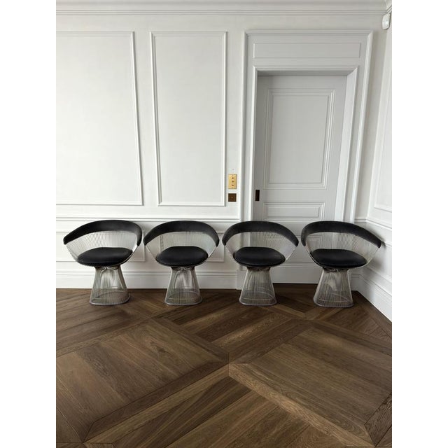 Platner Armchairs in Steel and Velvet by Warren Platner for Knoll, USA, 1960s, Set of 4 For Sale - Image 11 of 18