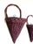 Wood Mid 20th Century Victorian English Burgundy Wicker Conical Shaped Handle Wall Pockets, a Pair For Sale - Image 7 of 11